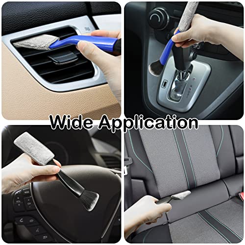 2 Pcs Double Head Brush For Car Cleaning, Portable Car Interior Detailing Brush Car Dust Brush, Auto Detail Brush Exterior Soft Bristles Car Seat Brush For Cleaning Air Vent Dashboard (Blue & Black) #TOP5