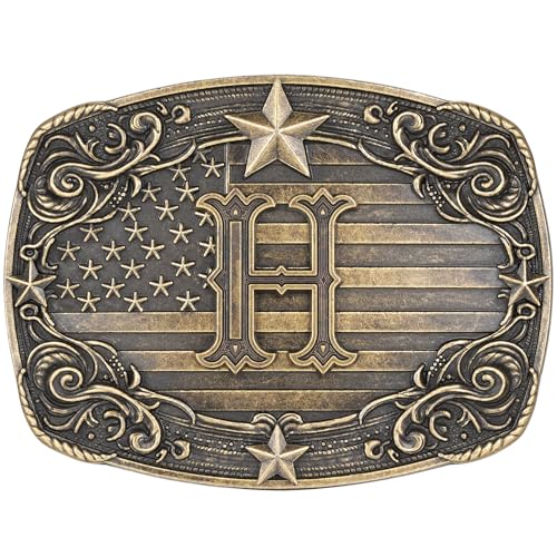 Image of Western Belt Buckle for Men Women Initial Letter A to Z Cowboy Belt Buckle Texas Buckle hebillas vaqueras para hombre