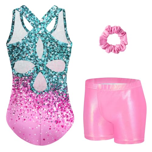 Zaclotre Gymnastics Leotards for Girls Sparkly Dance Unitards with Shorts