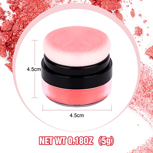 Loose Powder Blush, Natural Air Cushion Face Blusher For Cheeks, Matte Natural Look, Korean Blusher, Single Color Blush, Coral Red, 1 Count #TOP4