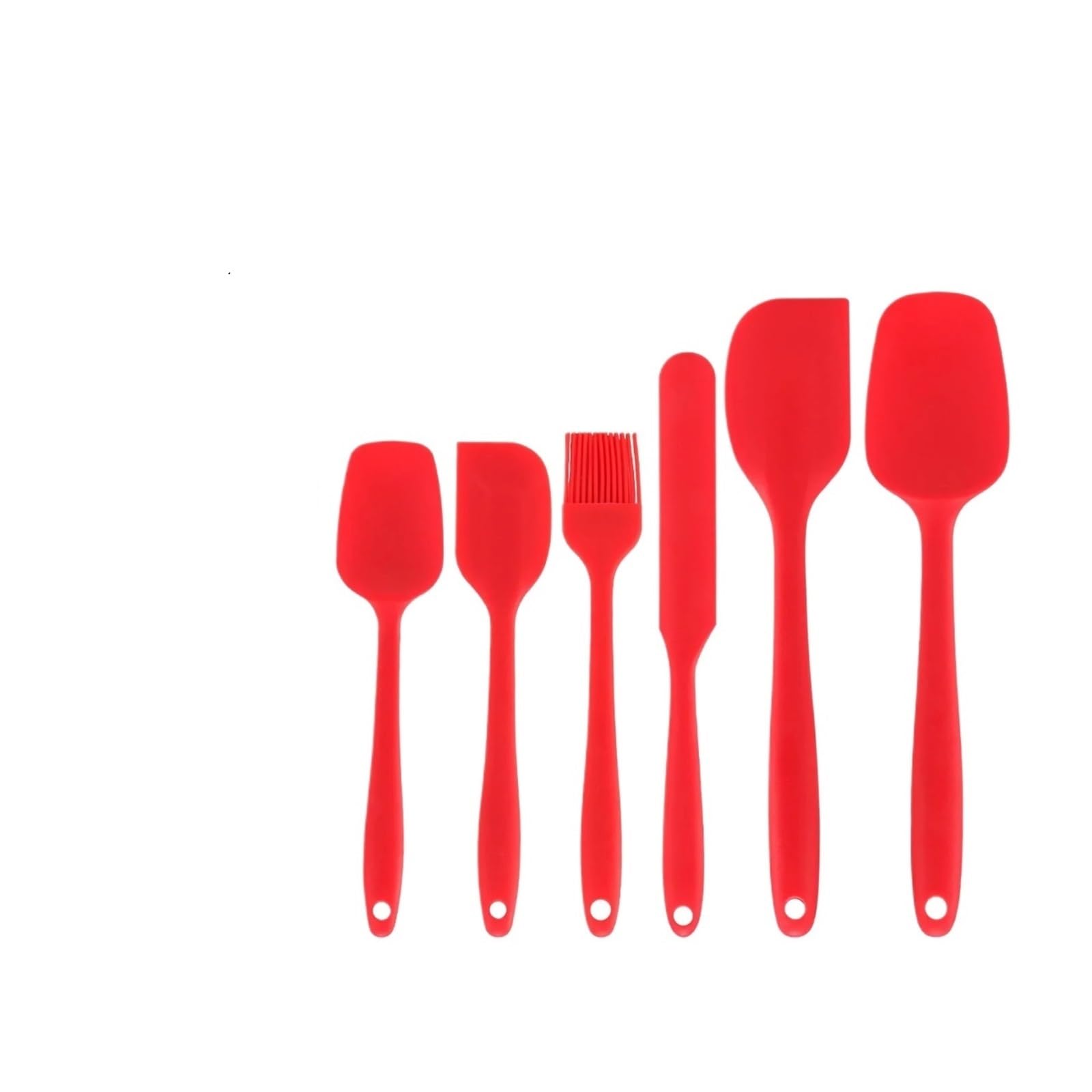 Juego de utensilios de cocina de silicona, 6 piezas con raspador, espátula y cepillo de aceite para hornear y cocinar, antiadherente y apto para lavavajillas