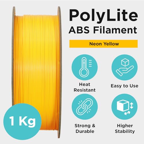 Image of Polymaker Neon ABS Filament 1.75mm, Neon Yellow 3D Printer Filament 1.75mm Heat Resistant 1kg - UV Reactive ABS 3D Printing Filament 1.75mm, Strong & Durable, Dimensional Accuracy + /- 0.03mm