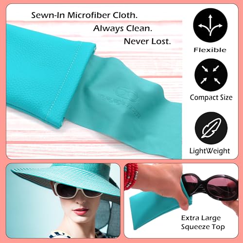 Image of Soft Sunglasses case | Large Glasses Case Holder - Eyeglass Pouch Squeeze Top | Glasses pouch Lightweight Extra Layers