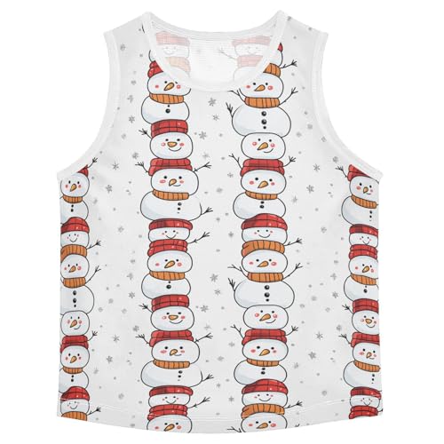 Boys Tank Top Shirts Winter Snowman Funny Sleeveless T-Shirts Crew Neck for Kids Clothing Children