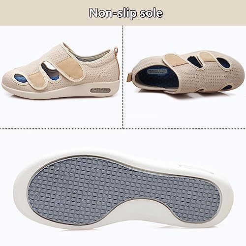 Women's Slip On Shoes with Arch Support, Breathable, for Swollen Feet and Edema Relief, Soft Leather Upper, Easy to Put On and Take Off4