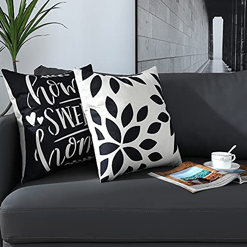 Homefeelzydys Cushion Covers,Cushion Covers 55 x 55 set of 4 Black Square Throw Pillow Case cushion covers 22x22 4Pack For Outdoor Patio Garden Blench Living Room Sofa Farmhouse Decor - Image 3