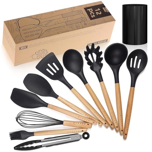 Opiniones y reviews de Paletas de cocina - los más vendidos. 43 Utensilios de Cocina de Silicona, Juego de 12 Herramientas de Cocina Antiadherentes Resistentes al Calor, Juego Utensilios Cocina con Espátulas, Pinzas, Pinceles para Cocinar,...