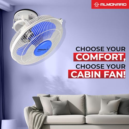 Image of Almonard 225mm High Speed Cabin Fan, High Velocity Blades, Single Speed Setting, Cabin Fan for Office, Retail Kiosks, Available in Blue
