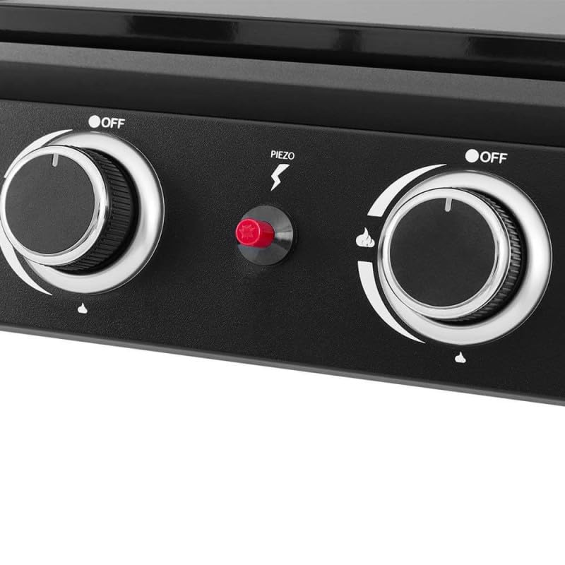 BRASERO BY FAVEX - Plancha gaz Alma 2 feux - Plaque en acier émaillé - 2 brûleurs - Piezo mécanique - Puissance 4,8 KW - Surface de cuisson 44 x 34 cm - Tiroir graisses - Jusqu'à 6 convives