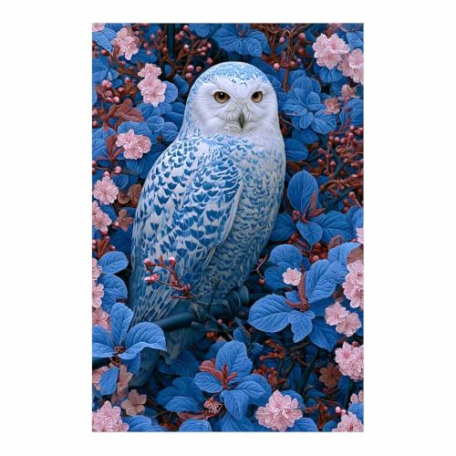 Toile chouettes des neiges multicouleur de 40x60cm sans cadre pour salon