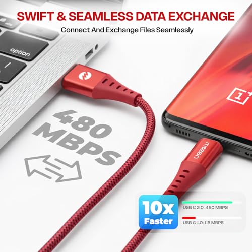 Image of Amkette Mozen Flow Orignal USB-A to Type-C Oneplus Type C Fast Charging Cable100W,5A|OnePlus13,13S,13R,12,12R,11,11R,10,10T,10Pro,9,9RT,9R,9Pro,8,8T,7T,7Pro,Nord5,CE5,CE4,CE3,CE2lite,4,3,2,2T|1.2m