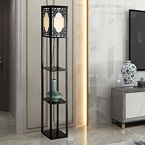 Indoor Vloerlamp met planken voor woonkamer staande leeslicht slaapkamer kantoor Chinese retro houten vloerlamp Home… - Image 5