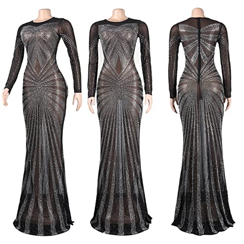 Image of PORRCEY Sexy Elegant Rhinestone Party Club Night Formal Dress for Women