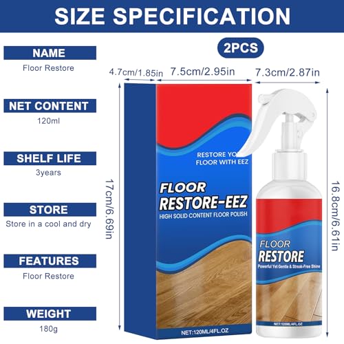 2 PCS Floor Restore Eez, 120ml Parkett Renovierer Kratzer, Esszimmer Bad Arbeitszimmer, Erneuert Schützt Glänzt Holz Laminat Vinylböden | Effektive Kratzerausbesserung Glatter Oberfläche