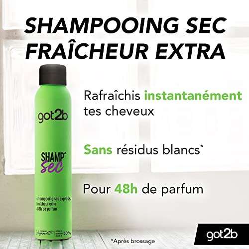 Schwarzkopf got2b Shamp' Sec – Shampooing Sec Express, Fraîcheur Extra et 48h de Parfum – Formule Végane Sans Résidus Blancs pour un Rafraîchissement Instantané – 200 ml (Lot de 2) – vue 3