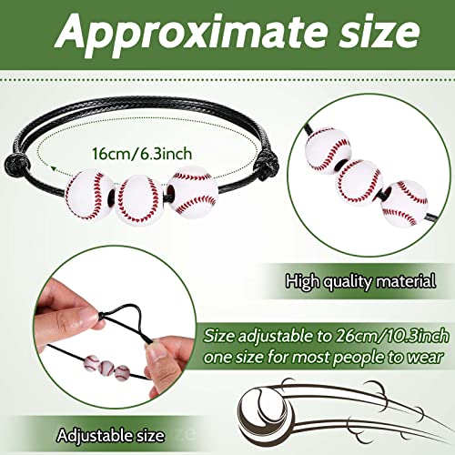 Inbagi 30 Pcs Ball Bracelet Sports Party Favors Ball Wristbands Sports Charm Bracelets Jewelry Sports Adjustable Braided Rope Bracelets For Teens Boys Girls Adults Sports Team Gifts(Black,Baseball) #TOP1
