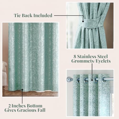 Image of HOKIPO Willow Eyelet Curtain 7 Feet Long Single Panel, Aqua