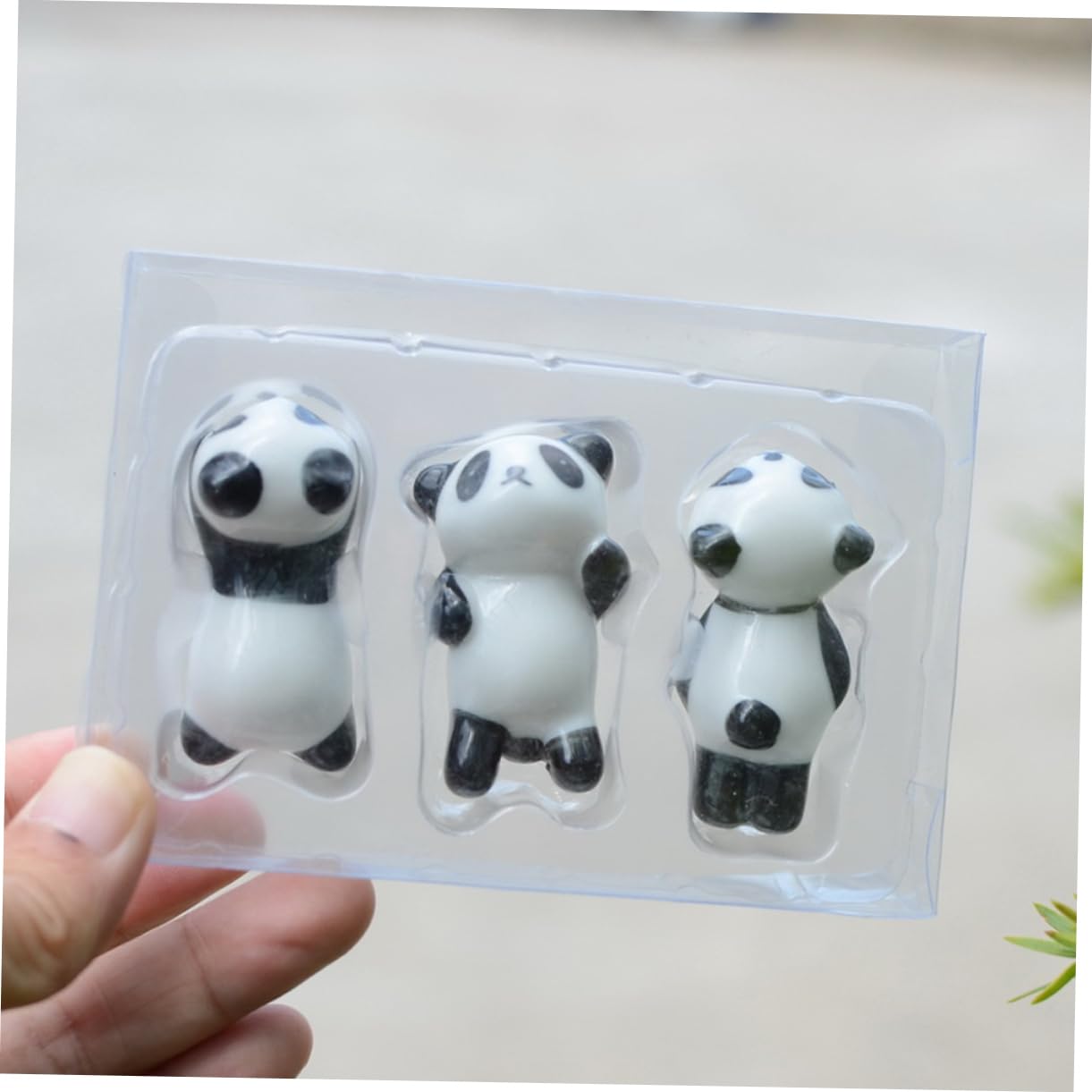 Repose-Baguettes, Supports pour Baguettes de Restaurant, Motif Panda en céramique, Lot de 6, Noir et Blanc, 14,7 x 7,6 x 7,6 cm