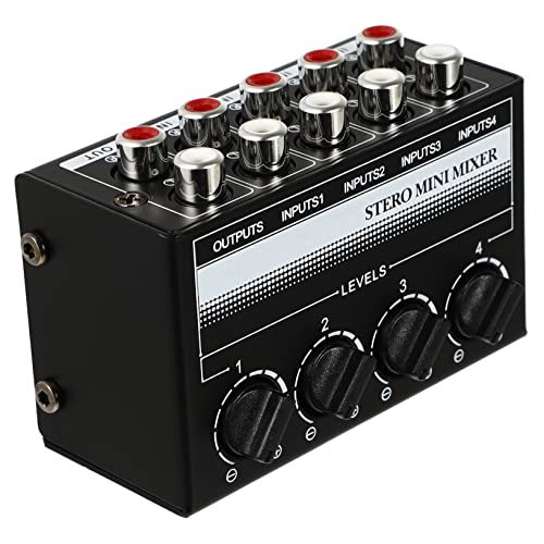 Levemolo ミキサー 4チャンネル ステレオ ミニ パッシブ サウンド ミキサー コントローラー 電話 ノートパソコン Cd プレーヤー用