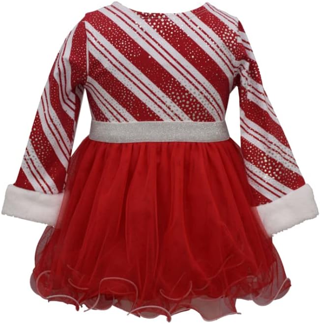 Bonnie Jean Girl's Christmas Holiday Dress - Candy Cane Striped Santa Dress for Baby Toddler Little and Big Girls image 4