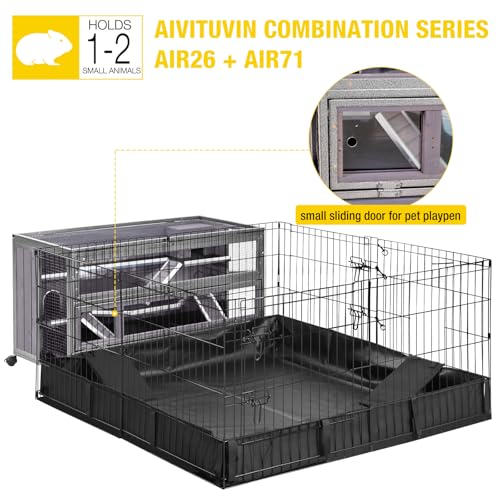 Aivituvin Hamster Cage Guinea Pig Cage Metal Frame Rat House with Aluminium Alloy Edge with Hideout, Seesaws, Leak Proof Plastic Tray, Movable