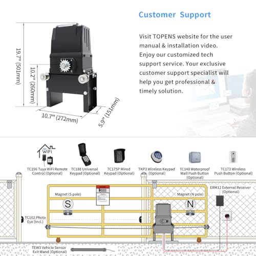 Image of TOPENS CK2500 Sliding Gate Opener Chain Drive