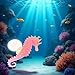 Pxiryanlow Red Aquarium Decor Luminous Artificial Soft Seahorse Hippocampus Fish Tank Ornament Exquisite Popular Aquarium Pipe Decoration Fixed by Invisible Line and Sucker