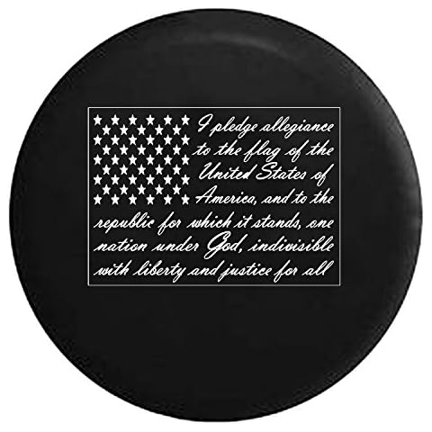 Pledge of Allegiance - United States Patriotic Flag Spare Tire Cover fits SUV Camper RV Accessories White Ink 31 in Cover