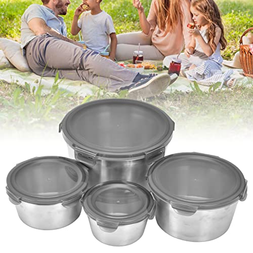 4 Stuks/set Roestvrijstalen Voedselopslagcontainers Met Deksels, Lunchbox Bentoboxen, Bewaarmaaltijd Versheid Container Voor Keuken, Buitenreizen, Magnetron-vriezer, Vaatwasmachinebestendig - Afbeelding 3