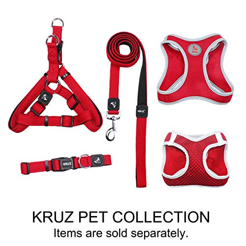 Kruz PET KZA306-14L Reflective Mesh Dog Harness, No Pull, Easy Walk, Quick Fit, Comfortable, Adjustable Pet Vest Harnesses for Walking, Training, Small, Medium Dogs - Red - Large - Thumbnail 3