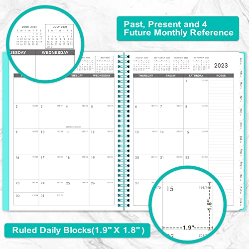 Monthly Planner/Calendar 2023-2024 - 18-Month Planner 2023-2024 With Tabs, Jul. 2023 - Dec. 2024, 8.5" X 11", Contacts + Passwords + Dual-Sided Pocket + Thick Paper + Twin-Wire Binding - Green #TOP2