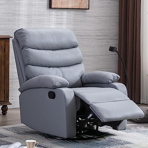 Gnmlp2020 Swivel Rocking Recliner Chair For Living Room, Beige Recliner Chair Made Of New Technology Fabric, Manual Small Recliner Easy To Operate The Recline -Light Grey #TOP4