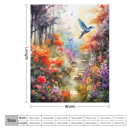 Couverture flanelle oiseaux et fleurs plaid doux idée cadeau idéal - 6