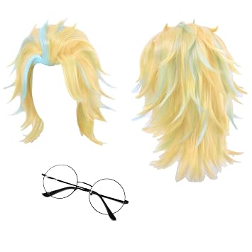 Rindou Haitani Wig Cosplay Golden Blue Hair with Glasses Anime Rindo Cosplay Costume with Wig Cap