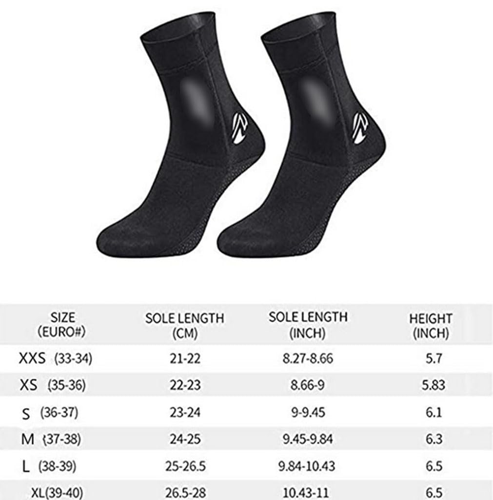 3 mm Neopren-Socken, Beachsocken Taucher socken für Neoprenanzug, Thermosocken, rutschfest, für Herren und Damen, zum Tauchen, Schnorcheln, Schwimmen, Surfen, Segeln, Kajakfahren