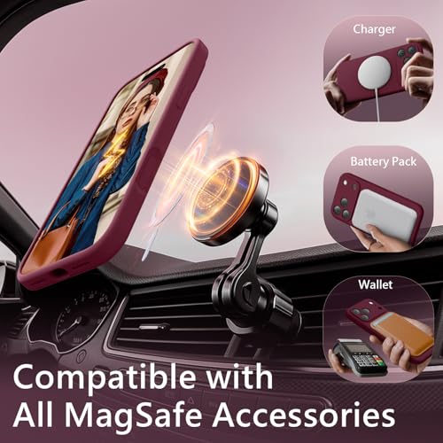 Image of FireNova Magnetic for iPhone 17 Pro Max Case, Compatible with MagSafe, [Integrated Silicone Camera Control Button] [Camera Protection] Anti-Scratch Microfiber Lining Phone Case, 6.9 inch, Plum