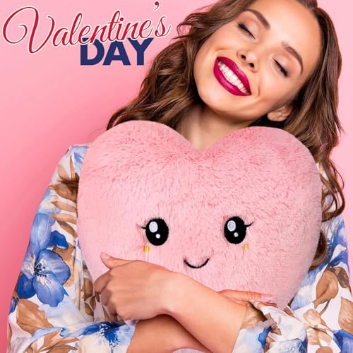 Image of Zexsazone Soft Pink Heart Plush Toy Cushion - Cute Smiling Face Stuffed Pillow for Kids, Boys, Girls Girlfriend & Wife | Valentine Gift, Birthday Present, Anniversary Romantic Plushie Home Decor 30 cm