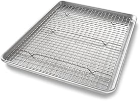 USA Pan Half Sheet Baking Pan and Bakeable Nonstick Cooling Rack, Metal