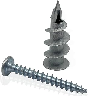 Tradeals 20 Pack Plasterboard Fixings with Screws Heavy Duty Self-Drill Plasterboard Wall Plug Professional Plasterboard Fixings Wall Plugs Zinc Alloy Self-Drill Plasterboard Screws 32mm Wall Screws