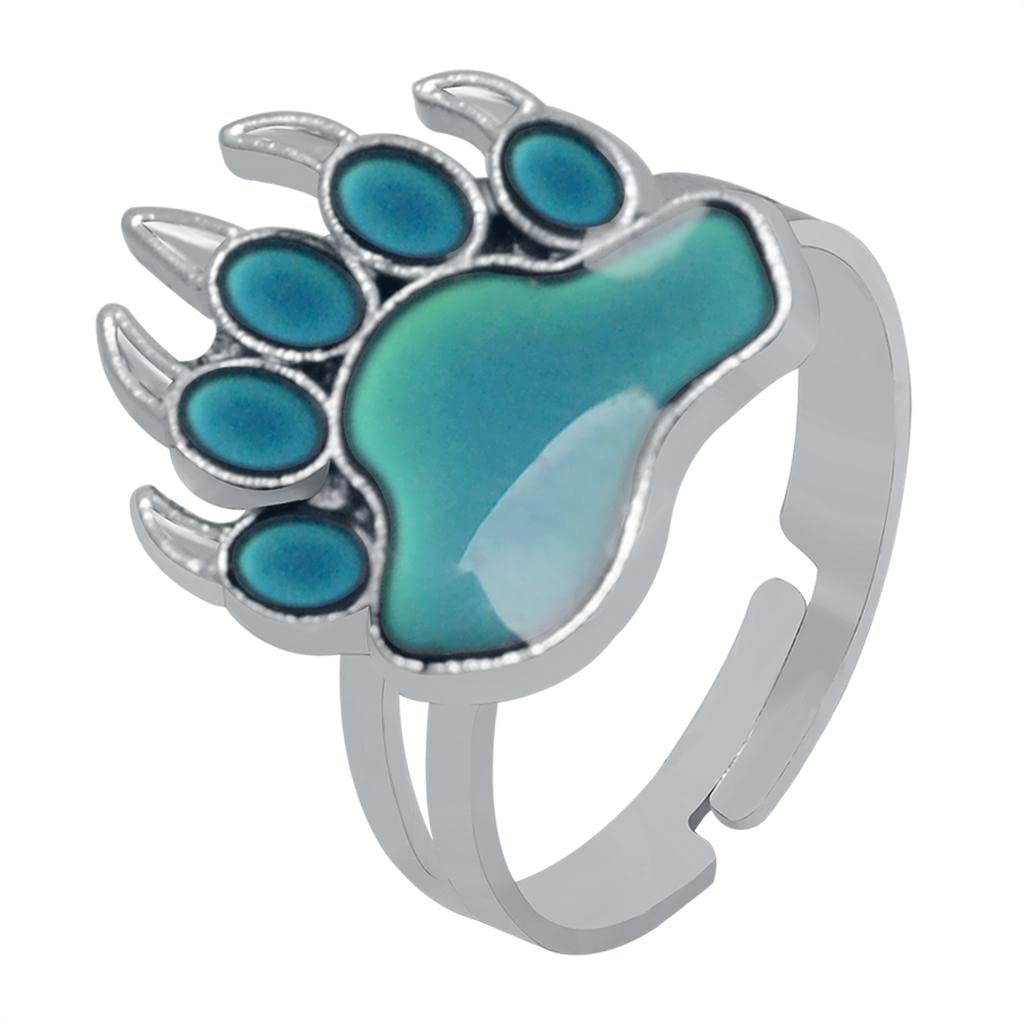 CALANDIS Cute Paw Magic Mood Ring Emotion Temperature Color Changing Adjustable Ring