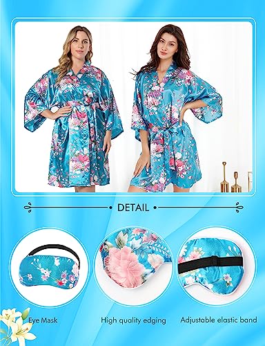Image of EPLAZA Womens Floral Satin Robe Bride Bridesmaid Robes Wedding Kimono