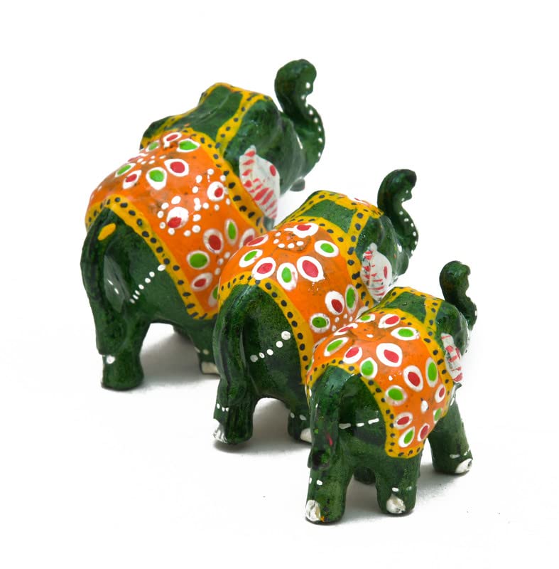 Image of Diwali Gifts I Elephant Showpiece for Home Decore, Sculpture of Hathi for Interior Table Top Decoration (Set of 3)