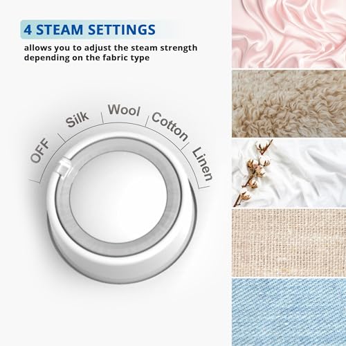 SALAV® Standing Steamer for Clothes, 1500W Powerful Garment Steamer with Roll Wheels, 4 Steam Settings, High Efficiency Stainless Steel Plate, with Limescale Remover Descaler Packets