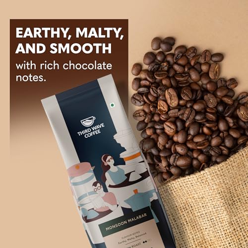 Image of THIRD WAVE COFFEE Monsoon Malabar Arabica Coffee, Medium Roast, 250Gm (Whole Beans)