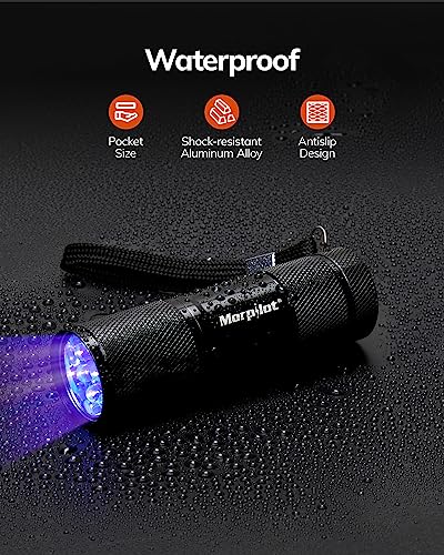 Image of Morpilot Black Light Flashlight Mini UV Flashlight: 395nm Blacklight Flashlights, 9 Led Pet Urine Detector Light for Dog /Cat, Dry Stains, Resin Curing, Bed Bug