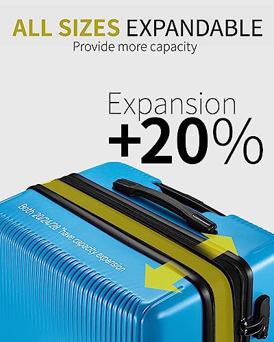 Zitahli Luggage Sets 3 Piece, All Expandable Suitcase Set, Pc Hard Case Luggage With Tsa Lock Spinner Wheels Ykk Zippers, 20In 24In 28In (Sky Blue) #TOP1