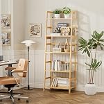 Ladder Shelf, 5-Tier Bookshelf, All Bamboo Heavy Duty Bookcase, Freestanding Open Wood Storage Rack, Modern Corner Display Plant Stand for Living Room, Home Office, Bathroom, Bedroom, Natural - Image 4