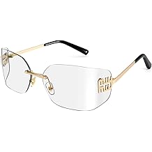 Rimless Y2K Sunglasses Women Retro Trendy Wrap Around Shield Frame Designer 90s Fashion Glasses