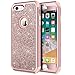 Hython Designed for iPhone 8, iPhone 7 Case, Heavy Duty Full-Body Defender Protective Case Bling Glitter Sparkle Hard Shell Hybrid Shockproof Rubber Bumper Cover for iPhone 7 and iPhone 8, Rose Gold