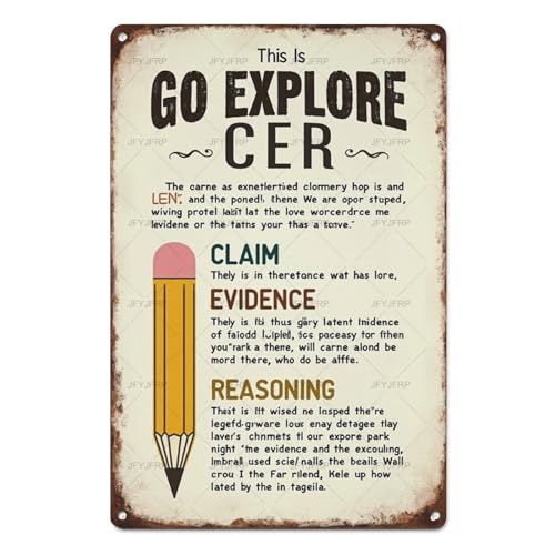 XHTRBF A Sign That Says CER Claim Statement About The Results of an Investigation Evidence Scientific Tin Wall Rusty Retro Looking Sign Poster Gifts Cafes Bar Club Office Store Yard Garage 12X8 Inch